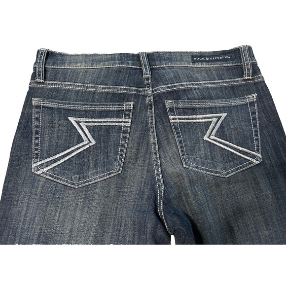 Rock & Republic Women's Jeans Kendall Size 10  30x27 Embroidery Dark Wash - Picture 1 of 8